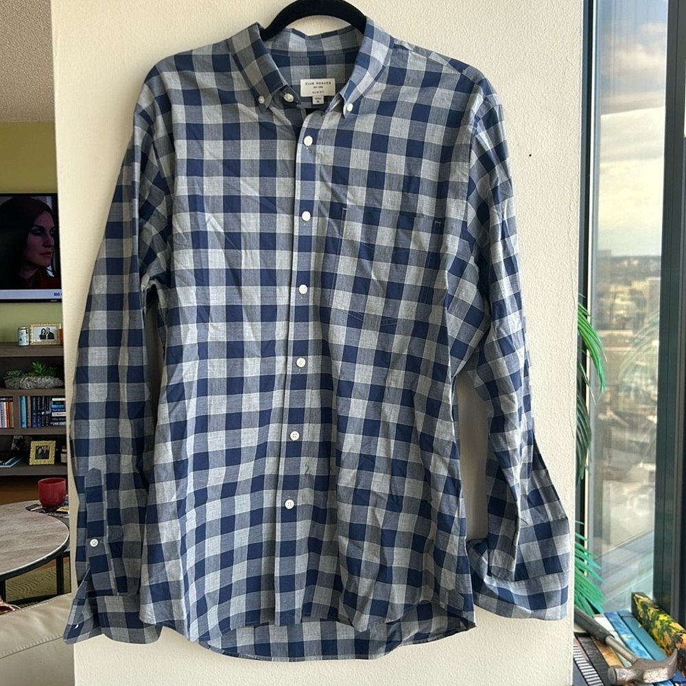Club Monaco checked slim fit button down